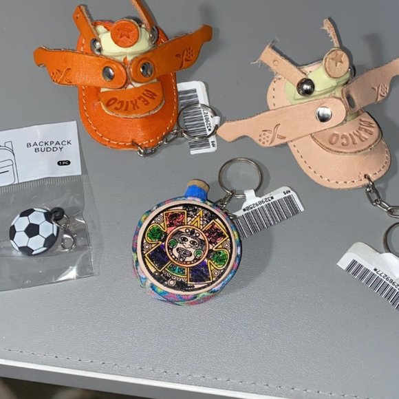 Random assortment of 4 unique keychains, Mexico horse saddles, drum, & soccer - Picture 2 of 5